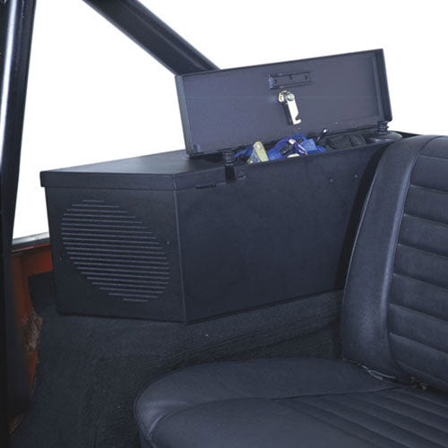 Speaker/Storage Lockbox w/ Roll Bar Cutout - 55-86 CJ / 87-91 Wrangler YJ 6-9 inch Locking Black Set of 2 Products Tuffy Security-1
