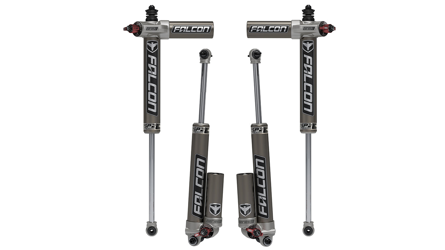 07-18 Jeep Wrangler JK 4 Door SP2 3.3 Fast Adjust Piggyback Shock Kit 3-4.5 Inch Lift Falcon Shocks