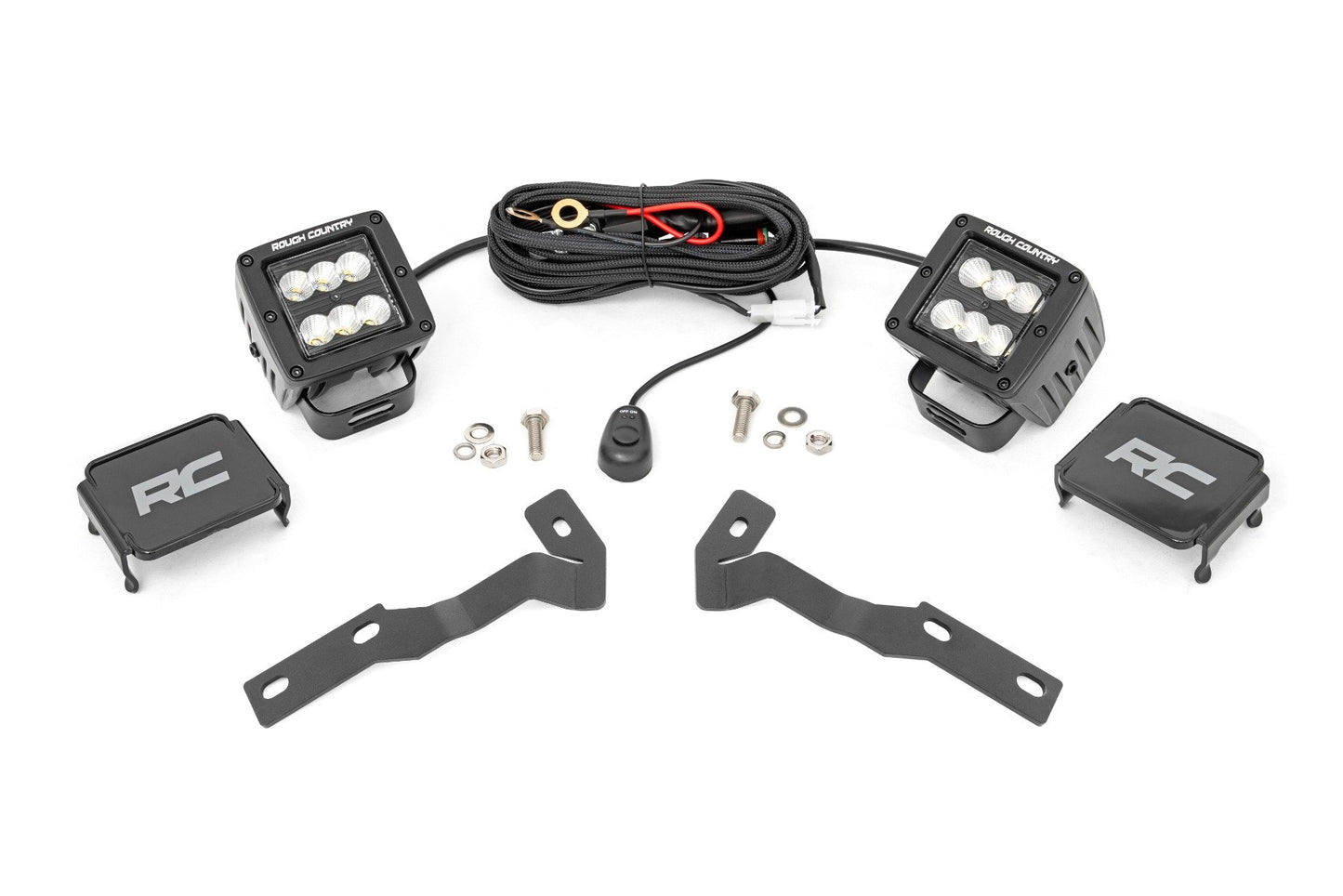 LED Light Kit | Ditch Mount | 2" Black Pair | Flood | Toyota Tacoma (16-23) Rough Country