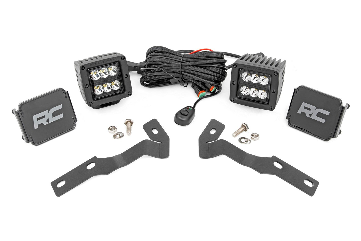 LED Light Kit | Ditch Mount | 2" Black Pair | Spot | Toyota Tacoma (16-23) Rough Country