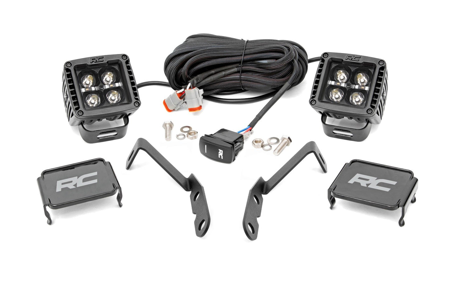 LED Light | Ditch Mount | 2" Black Pair | Amber DRL | Chevy 1500 (2007-2013) Rough Country