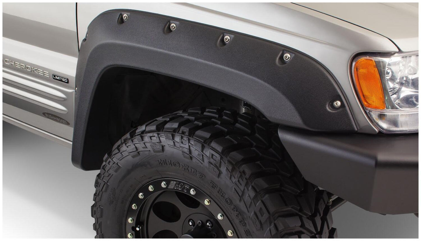Black Jeep Cutout Style Textured Finish Front Fender Flares For 1999-2004 Jeep Grand Cherokee Bushwacker-1