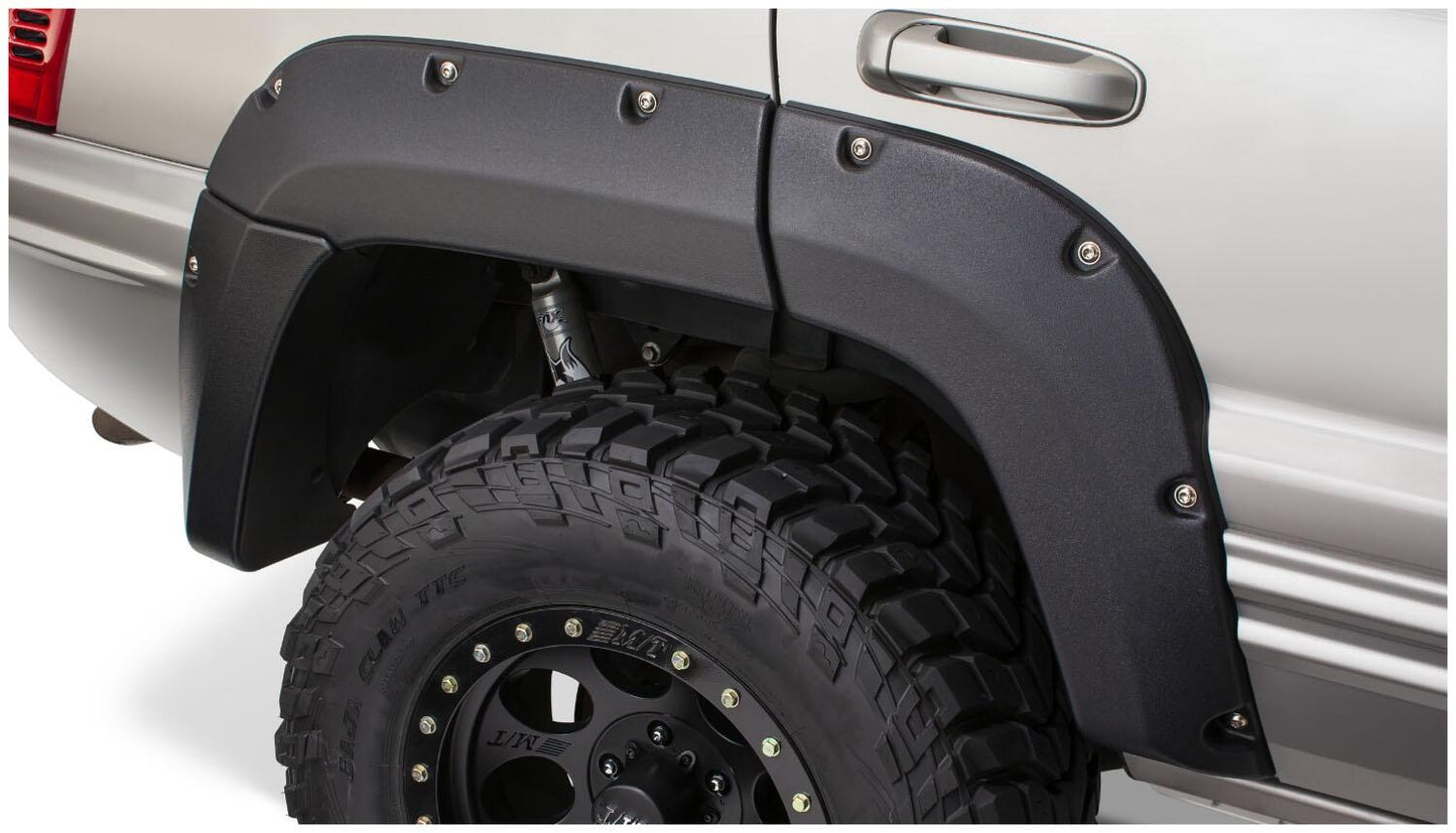 Black Jeep Cutout Style Textured Finish Rear Fender Flares For 1999-2004 Jeep Grand Cherokee Bushwacker-1