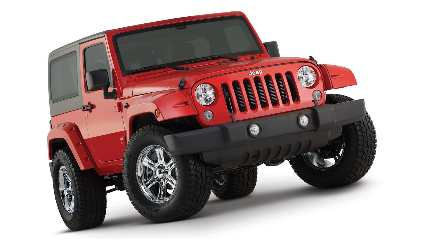 Black Pocket/Rivet Style Smooth Finish Front Fender Flares For 2007-2018 Jeep Wrangler JK Bushwacker-5
