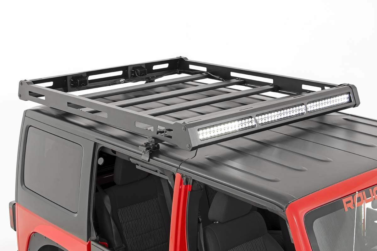 Rough Country Jeep Roof Rack System w/Black-Series LED Lights 07-18 Wrangler JK Rough Country