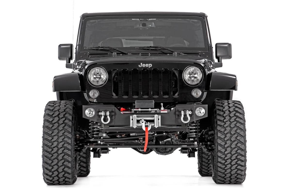 Jeep Hybrid Stubby Winch Bumper w/Fog Mounts 07-18 Wrangler JK Rough Country-3