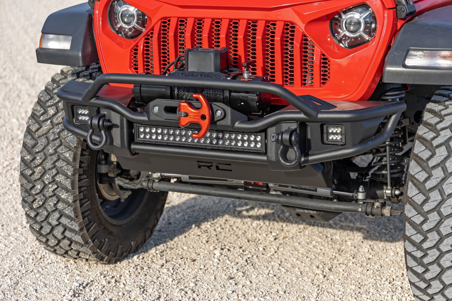 Front Winch Bumper Tubular Skid Plate Jeep Gladiator JT/Wrangler JK & JL/Wrangler Unlimited Rough Country-5