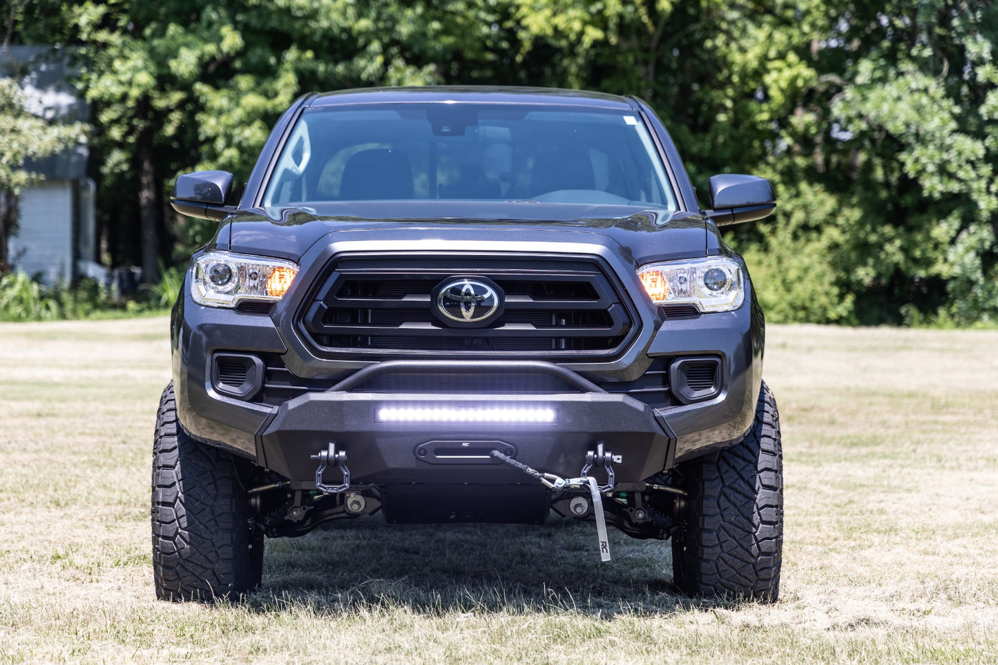 Rough Country Front Bumper Hybrid with 12000-Lb Pro Series Winch and 20 LED Light Bar 16-22 Toyota Tacoma 4WD Rough Country