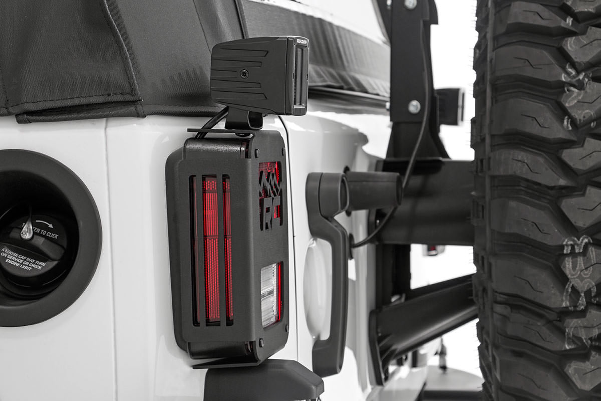 Jeep Tail Light Covers Mountains 07-18 Wrangler JK Rough Country-3