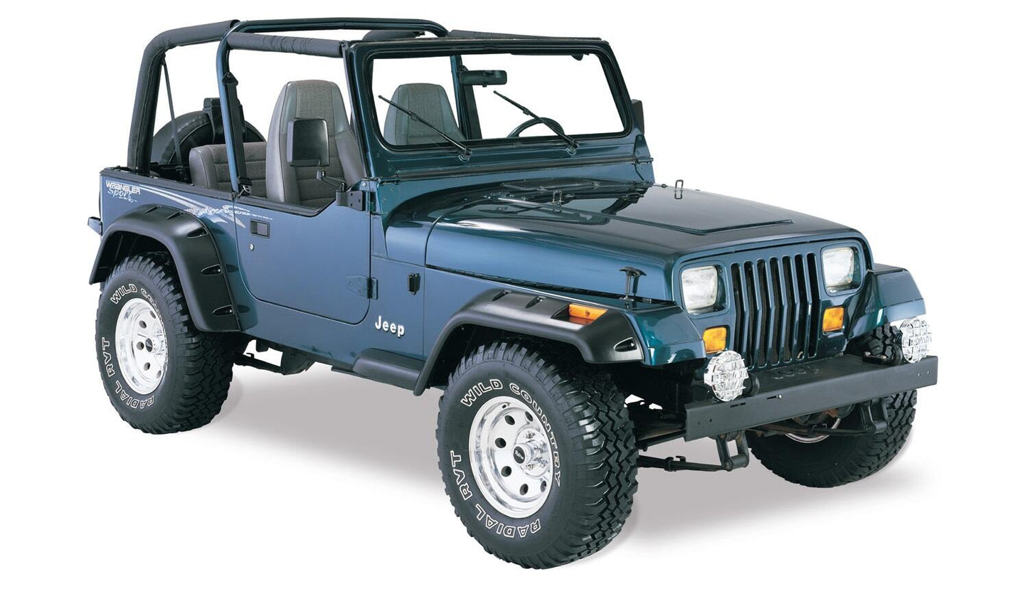 Black Jeep Cutout Style Textured Finish 4-Piece Fender Flare Set For 1987-1995 Jeep Wrangler YJ (Excludes Renegade) Bushwacker-3