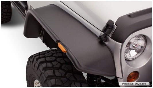 Black Jeep Flat Style Textured Finish 4-Piece Fender Flare Set For 2007-2018 Jeep Wrangler JK 2-Door Bushwacker-1