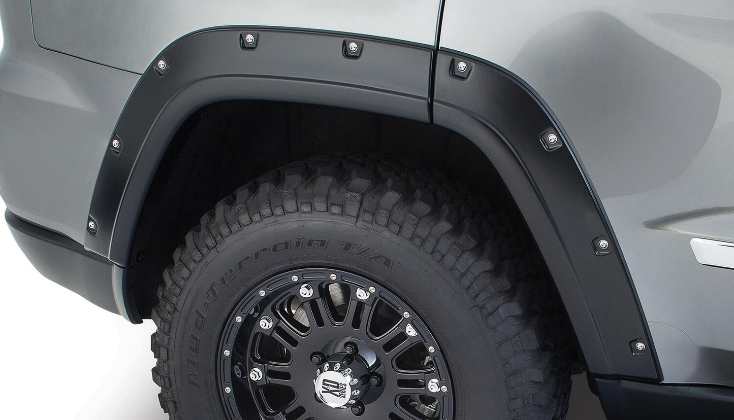 Black Pocket/Rivet Style Smooth Finish 4-Piece Fender Flare Set For 2011-2016 Jeep Grand Cherokee (Excludes SRT8) Bushwacker-1