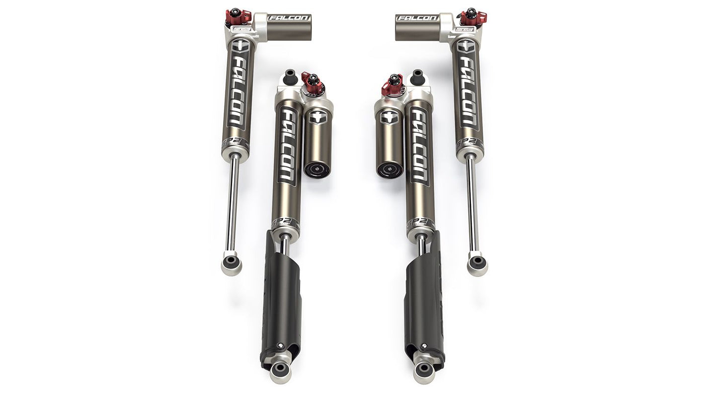 18-Up Jeep Wrangler JL EcoDiesel/4xe/392 4 Door SP2 3.3 Fast Adjust Piggyback Shock Kit 2-4.5 Inch Falcon Shocks