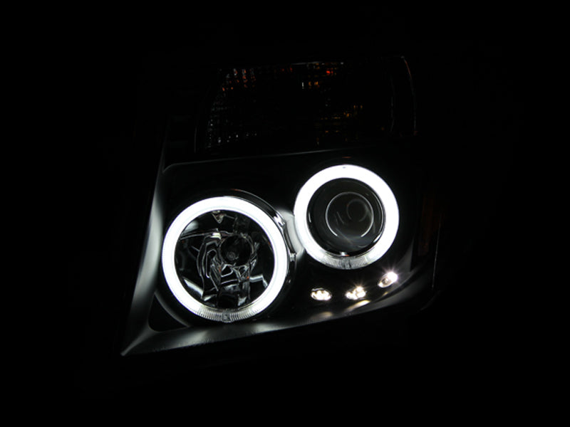 Headlight Set Projector w/Halo Clear Lens Black Housing Pair CCFL Nissan Frontier 2005-2008, Nissan Pathfinder 2005-2007 AnzoUSA-2