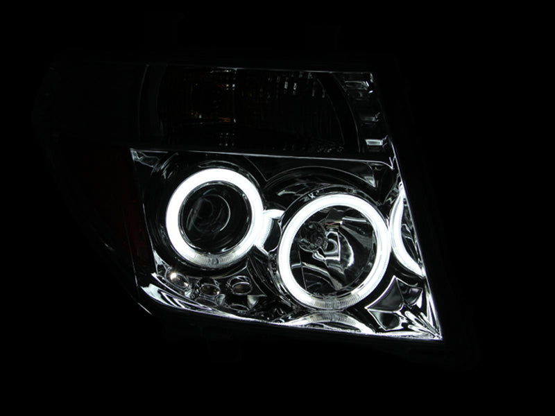 Headlight Set Projector w/Halo Clear Lens Chrome Housing Pair CCFL Nissan Frontier 2005-2008, Nissan Pathfinder 2005-2007 AnzoUSA-2