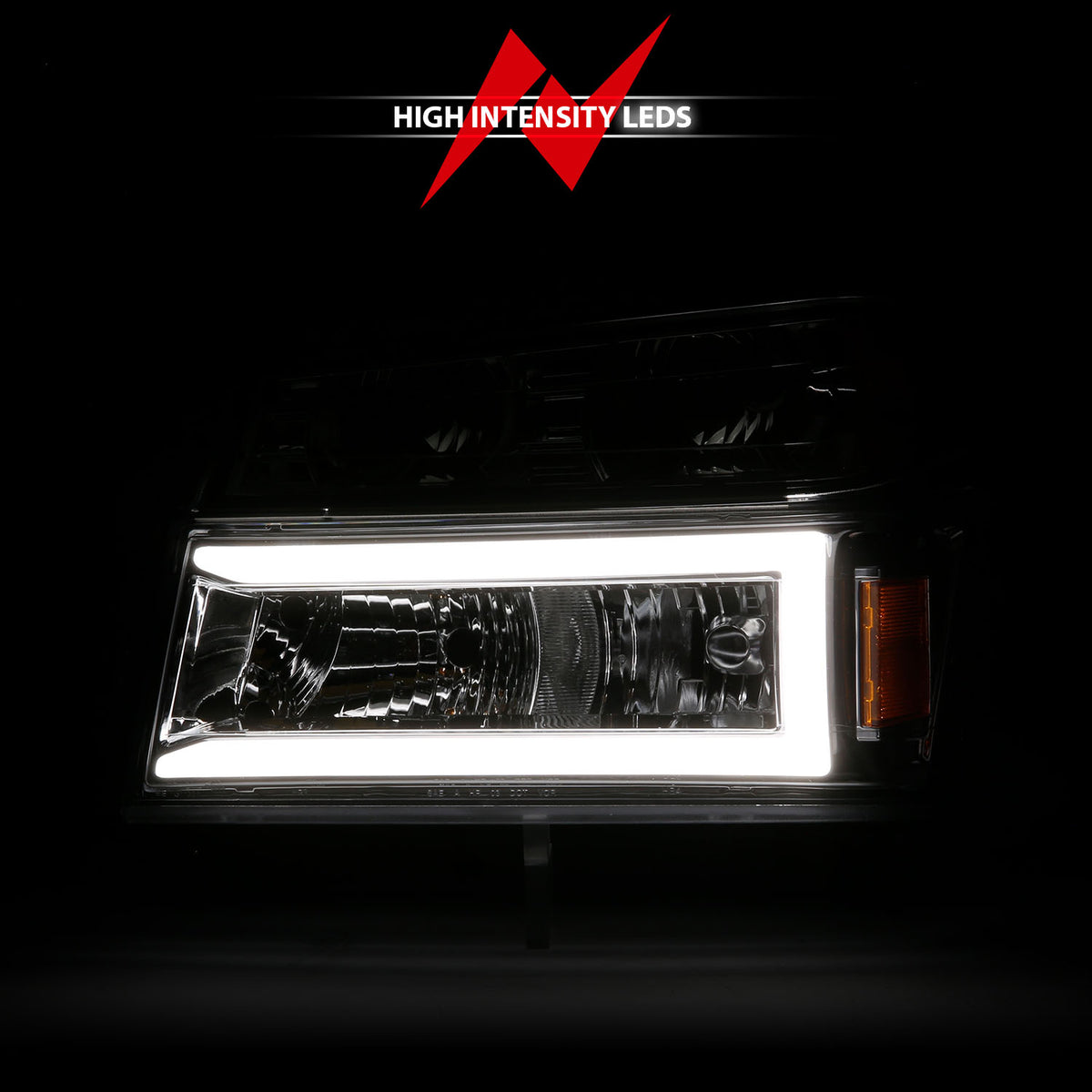 Crystal Headlight Set W/ Light Bar Style Chrome Housing Clear Lens 4pcs Colorado/Canyon 2004-2012, Isuzu i-280/i-350 2006, Isuzu i-290/i-370 2007-2008 AnzoUSA-5