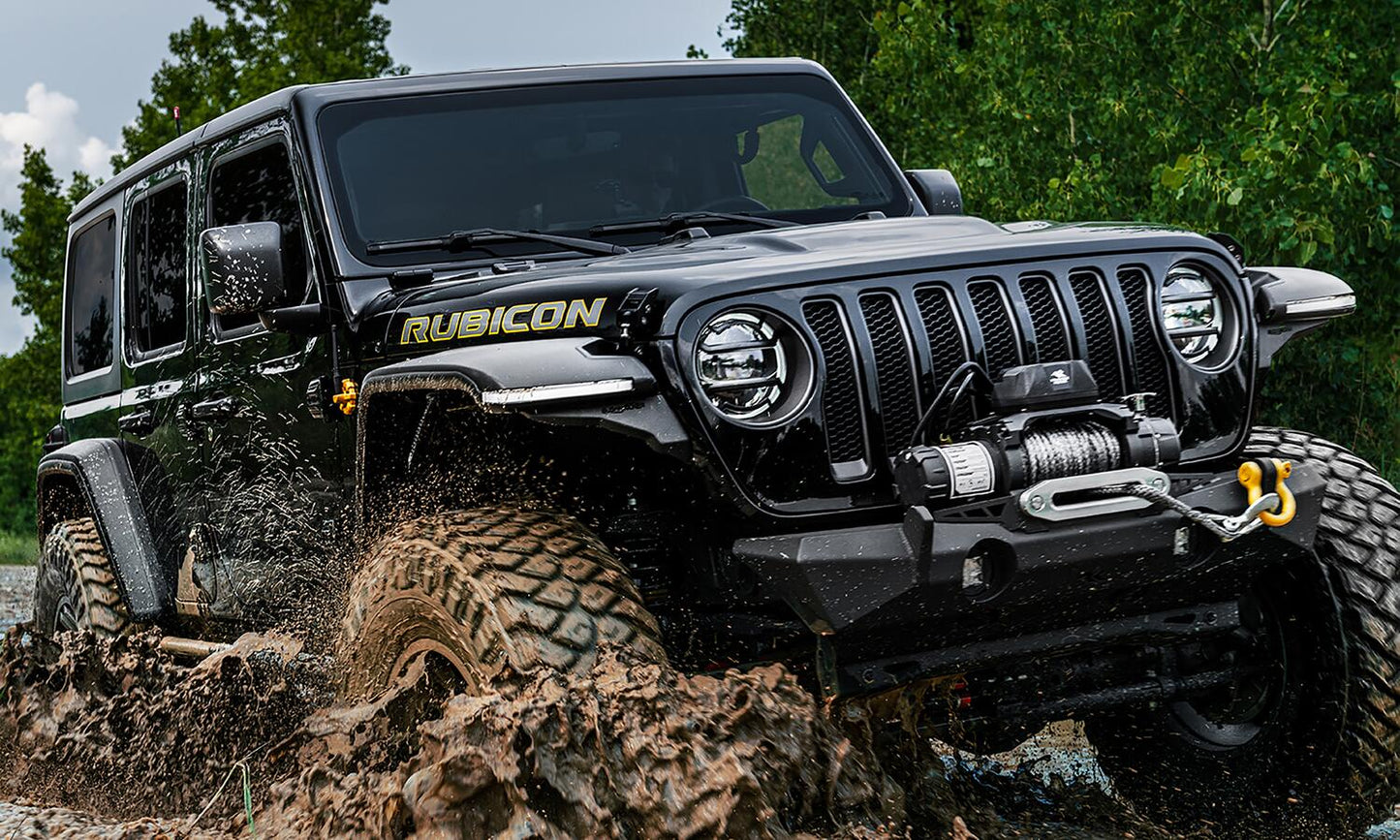 Black Hyperform Flat Style Textured Finish 4 Pc Set Fender Flares For 2018-2023 Jeep Wrangler Bushwacker-3