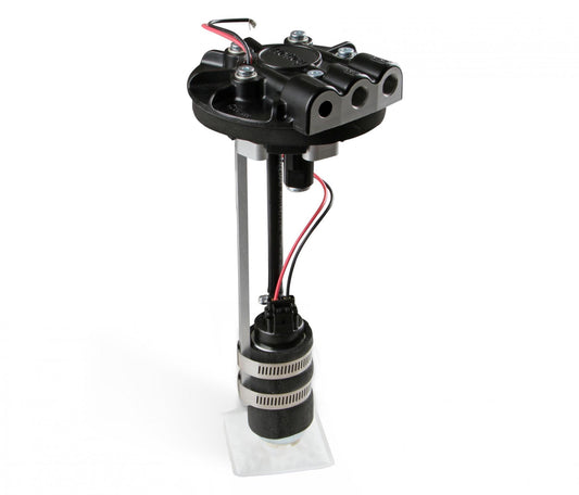 Diecast In-Tank Carbureted Retrofit Fuel Pump Module-Returnless System 255 LPH Drop-In Retrofit Carbureted Fuel System Supports Up to 700 CARB HP (HP Rating At 6 PSI at 13.5 Volts / 10.4 AMP Draw) Holley-1