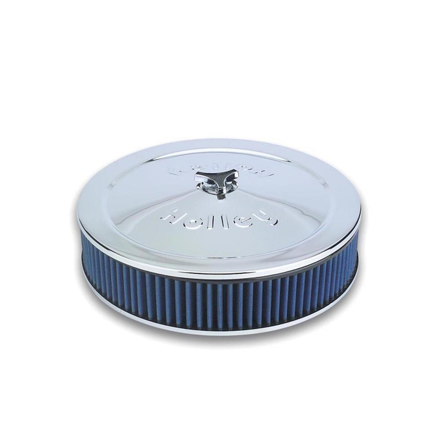 14 Powersho Air Cleaner Power Shot Air Cleaner Assembly, 14 Round Design, Triple Chrome Plated, Fits 4150 & 4160 Carburetors w/5.125 Diameter Neck Holley