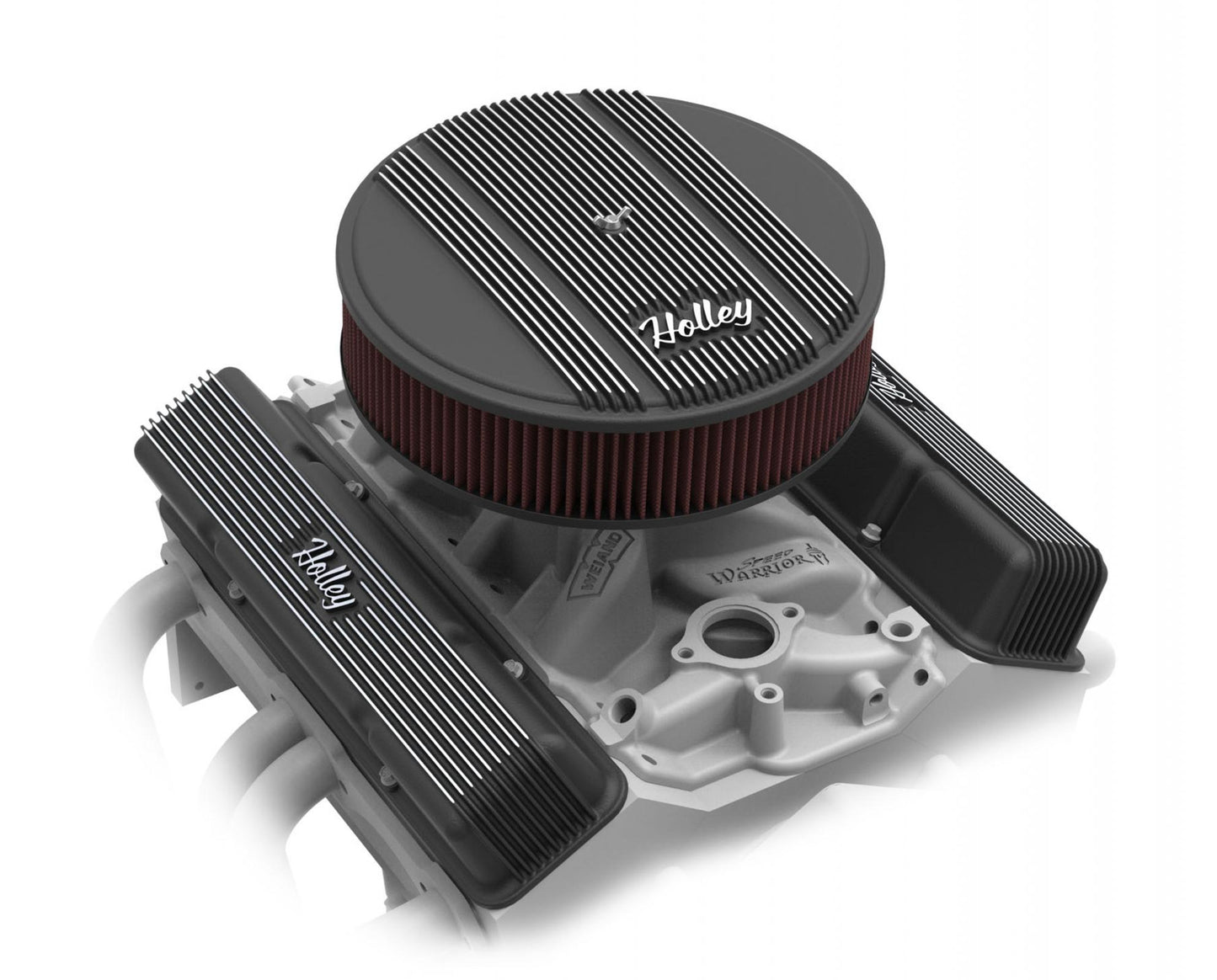 Finned Vintage Style Air Cleaner 14 Diameter X 3 Tall Round 4150 & 4160 Carburetors w/5.125 Diameter Neck Black Finned Air Cleaner Assembly Premium Element Die-Cast Aluminum Holley-9