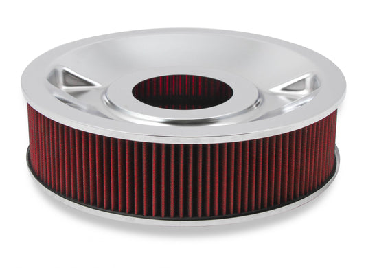 4150 Drop Base Air Cleaner Chrome w/4 Red Washable Gauze Filter 16 X 4 Chrome Drop-Base Air Cleaner for 4150 Series Carburetors with 5-1/8 Diameter Neck Holley-1
