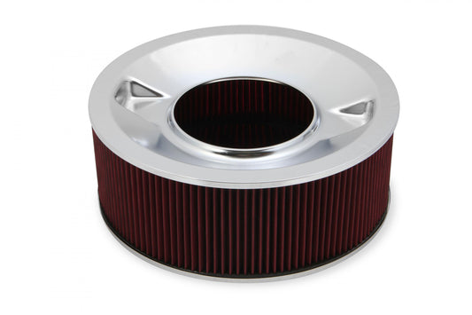 4500 Drop Base Air Cleaner Chrome w/6 Red Washable Gauze Filter 16 X 6 Chrome Drop-Base Air Cleaner for 4500 Series Carburetors with 7-1/4 Diameter Neck Holley-1