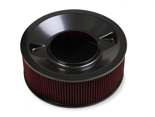 4500 Drop Base Air Cleaner Black w/6 Red Washable Gauze Filter 16 X 6 Black Drop-Base Air Cleaner for 4500 Series Carburetors with 7-1/4 Diameter Neck Holley-1