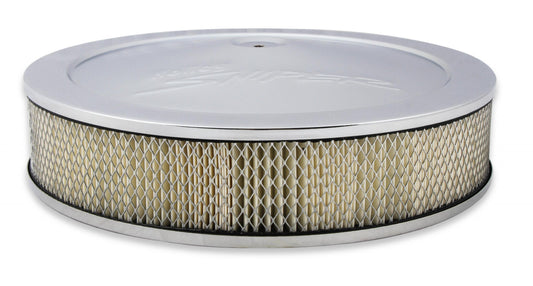 Sniper Air Cleaner Assembly, 14 X 4 Chrome Finish Stamped Steel Air Cleaner Assembly with Paper Filter Element Holley-1