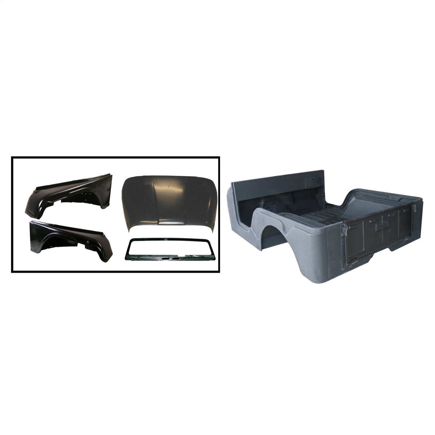 Steel Body Kit 1976-1983 Jeep CJ5 Includes Body Tub/Hood/Fenders/Windshield Frame/Tailgate Replaces OE 5461335K OMIX