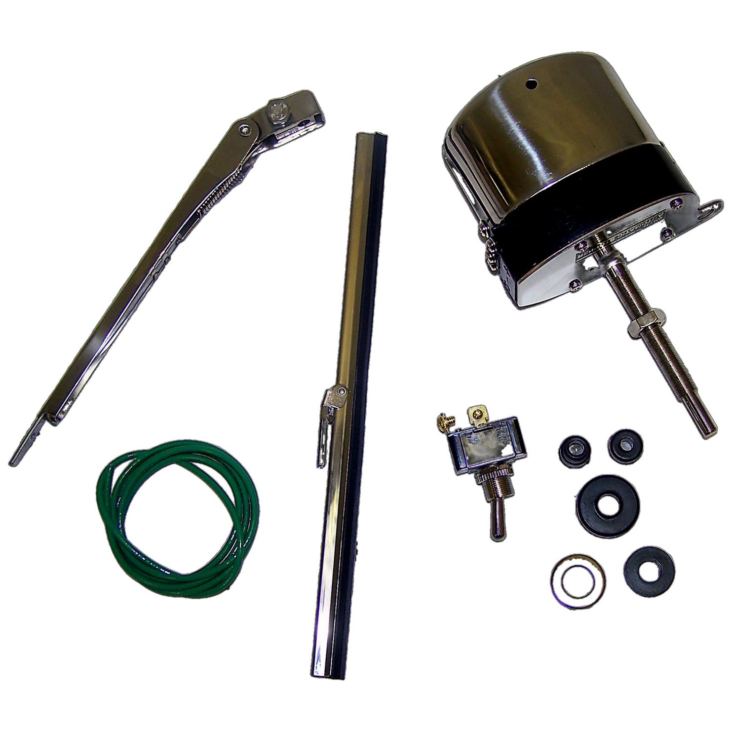 12 Volt 1-Speed Stainless Wiper Motor Kit for 41-63 Jeep CJs, MB, M38, M38-A1 Crown Automotive-2