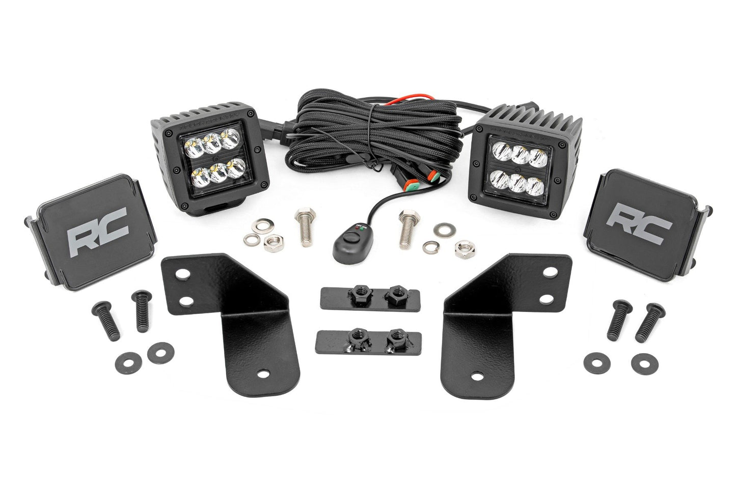 LED Light | RR Cage Mount | 2" Black Spot Pair | Polaris Ranger 1000/Ranger XP 900/1000 Rough Country