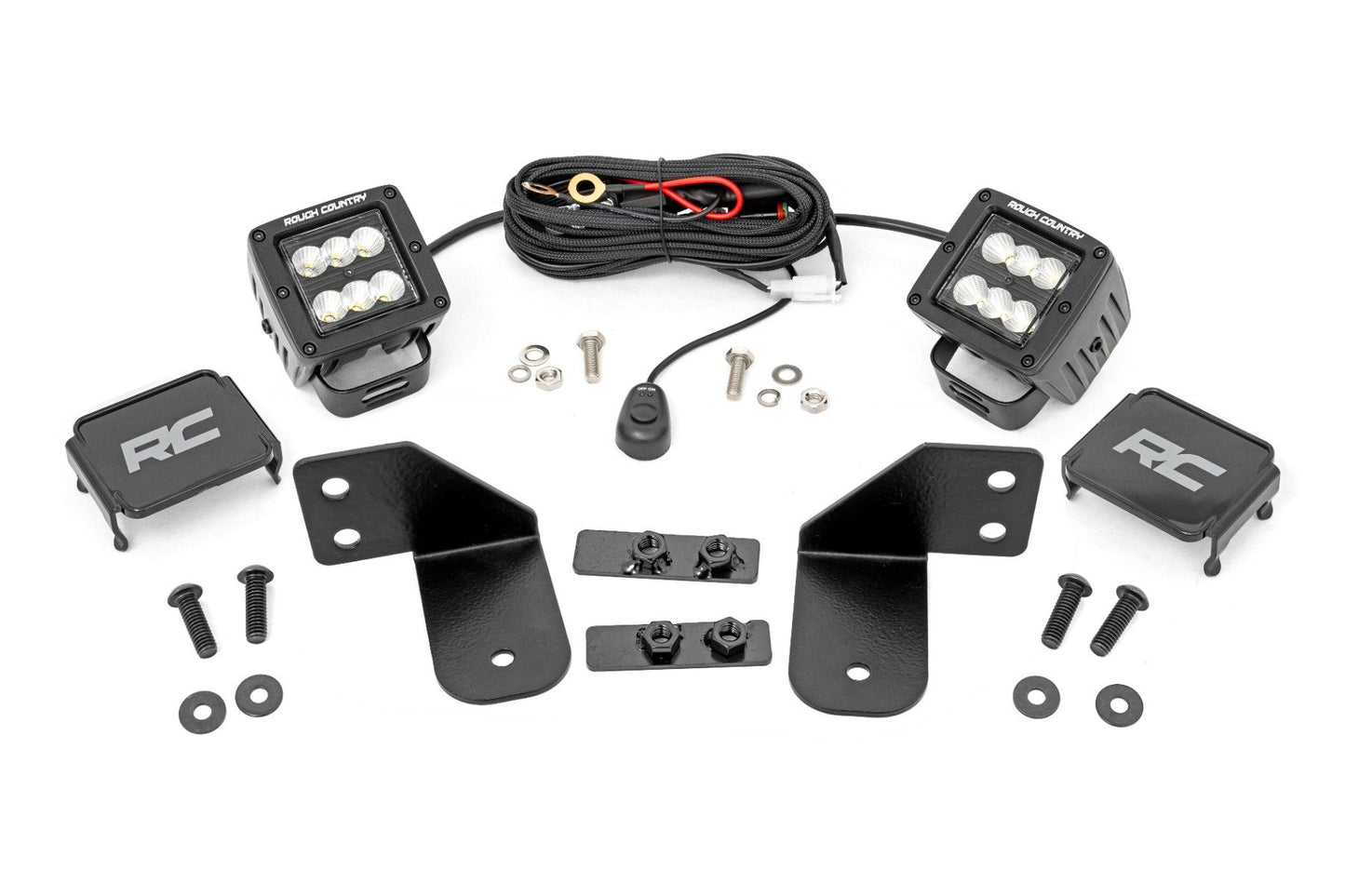 LED Light | RR Cage Mount | 2" Black Flood Pair | Polaris Ranger 1000/Ranger XP 900/1000 Rough Country