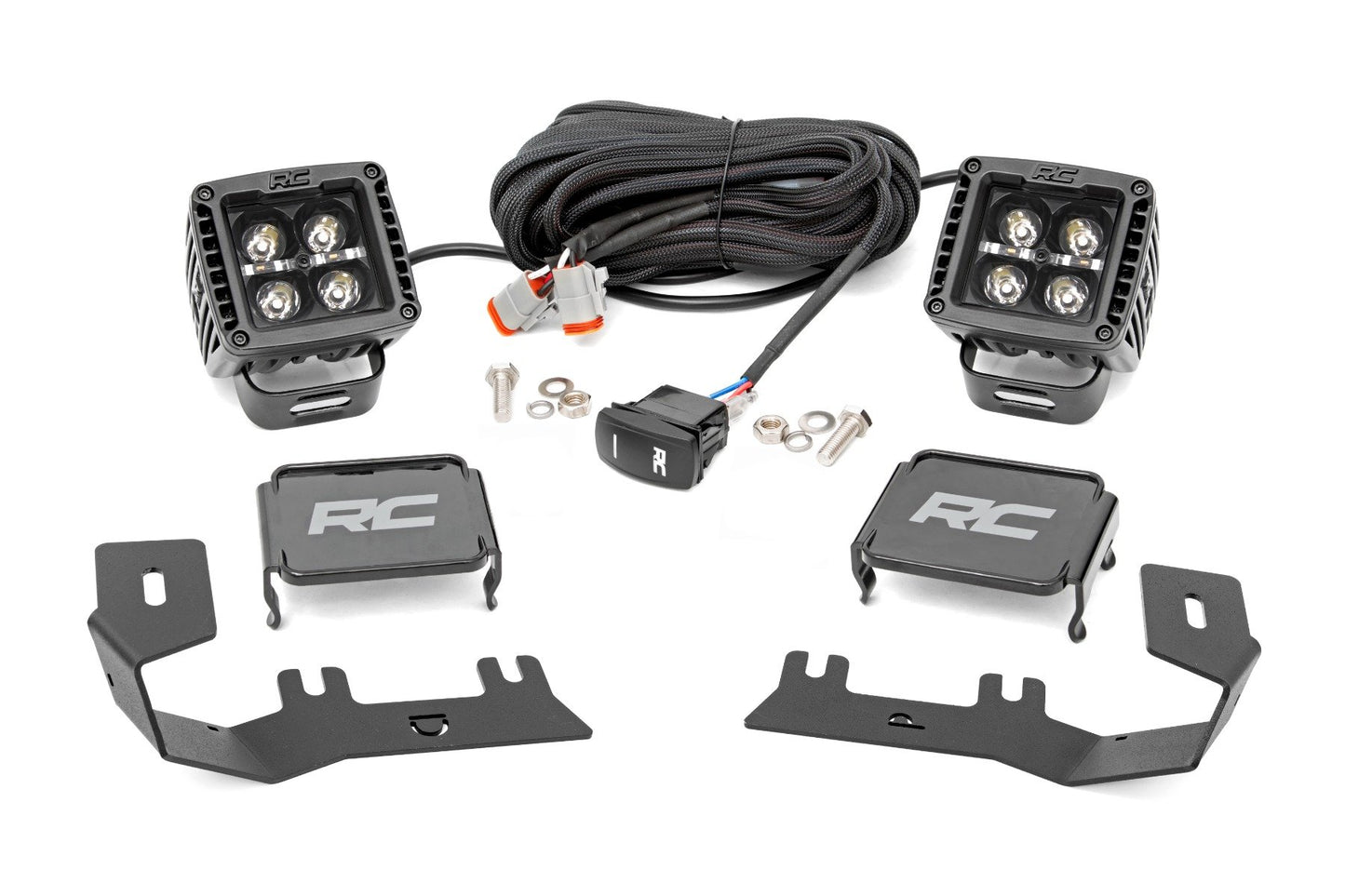 LED Ditch Light Kit | 2in Black Pair | Amber DRL | Chevy/GMC 1500 (14-18 & Classic) Rough Country