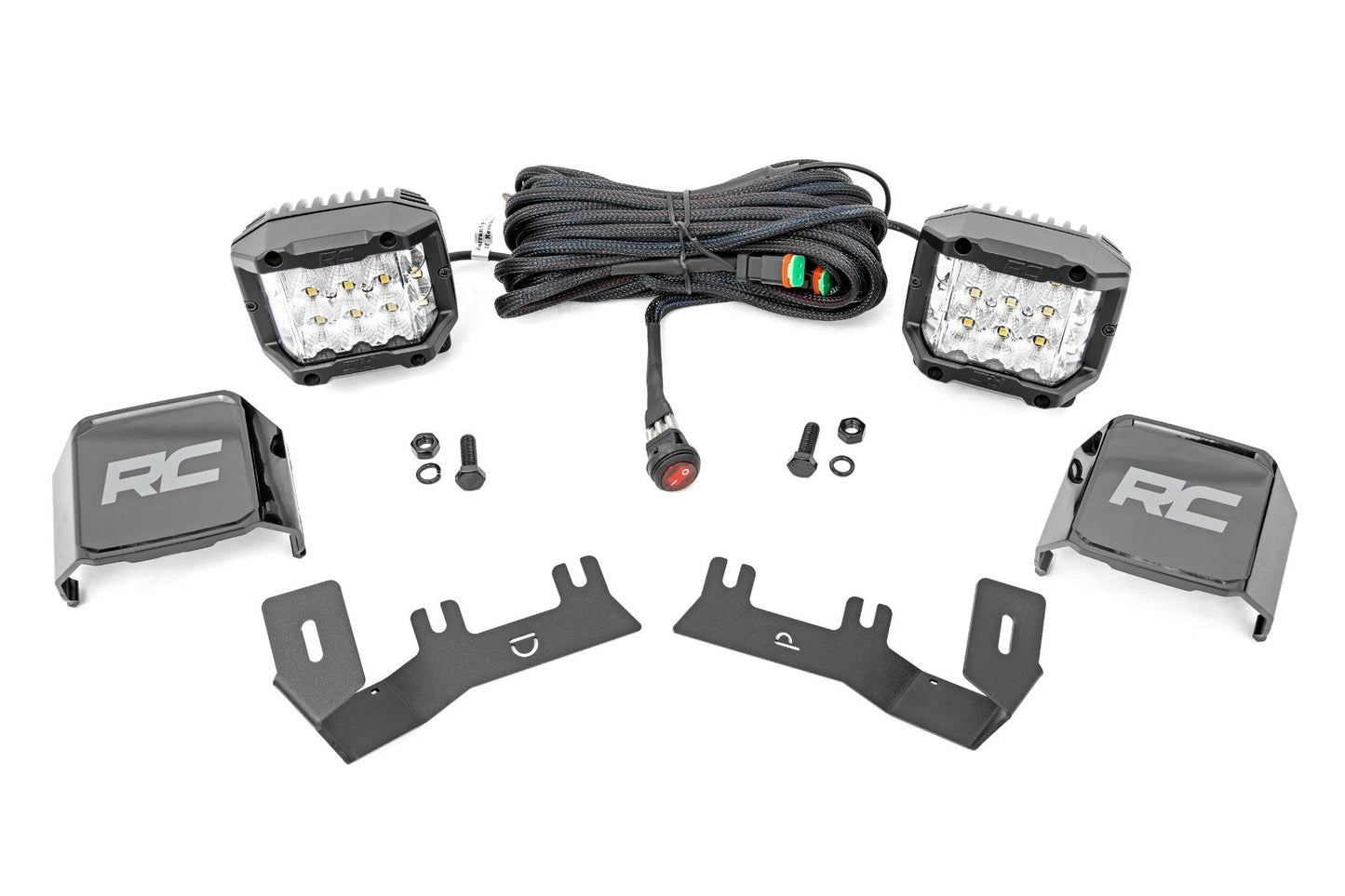 LED Ditch Light Kit | 3in OSRAM Pair | Wide | Chevy/GMC 1500 (14-18 & Classic) Rough Country