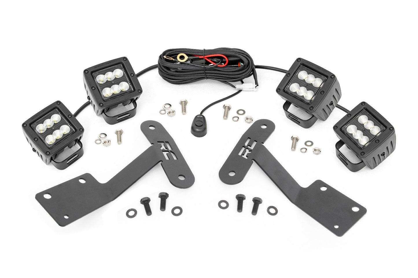 LED Light Kit | Ditch Mount | Dual 2" Black Pairs | Flood | Toyota Tundra (14-21) Rough Country