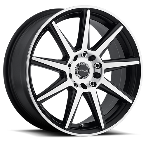 Aluminum 16x7 Storm 144M Satin Black Machined Spoke-Machined Outer Lip Raceline Wheels-4