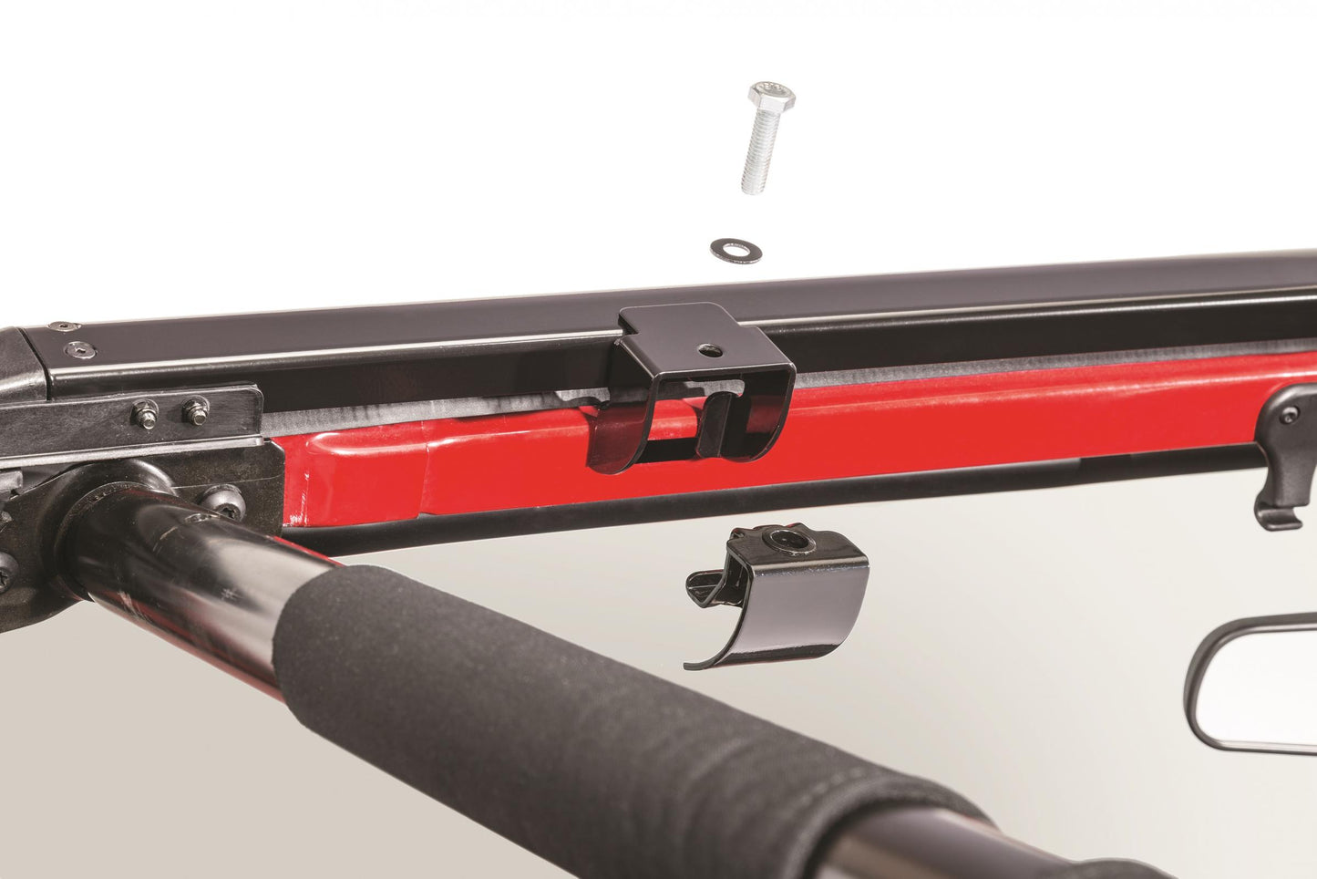 Jeep JK No Drill Windshield Header For 07-18 Wrangler JK Black MasterTop-3