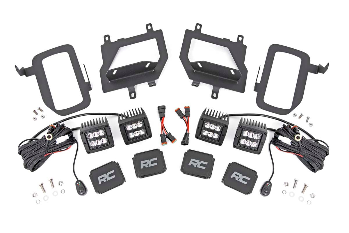 LED Light Kit | Fog Mount | Dual 2" Black Pairs | Spot | Ford F-150 (15-17) Rough Country