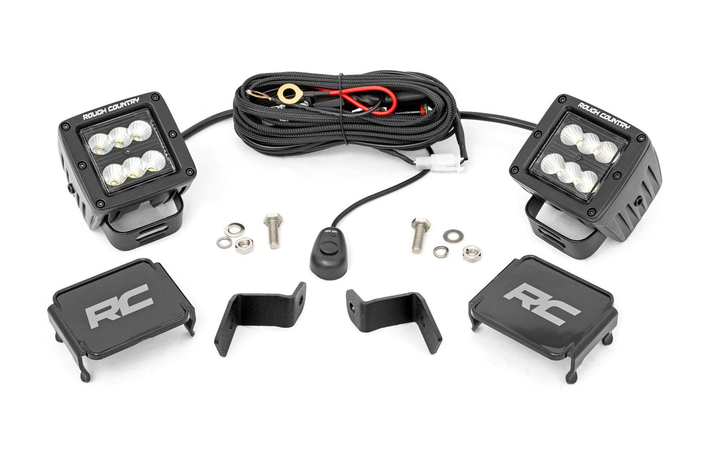 LED Light Kit | Ditch Mount | 2" Black Pair | Flood | Ford F-150 (15-24)/F-150 Lightning (22-24) Rough Country