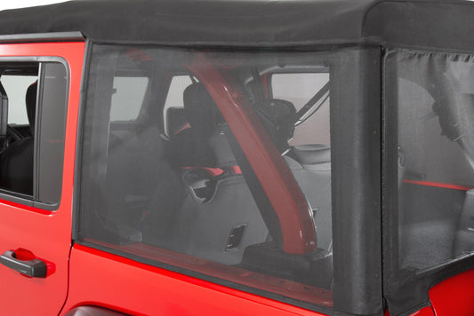 Mesh Trail Screens 2018-2024 4 Dr JLU Wrangler with Factory Soft Top 3 Piece Kit Black Mesh MasterTop-1