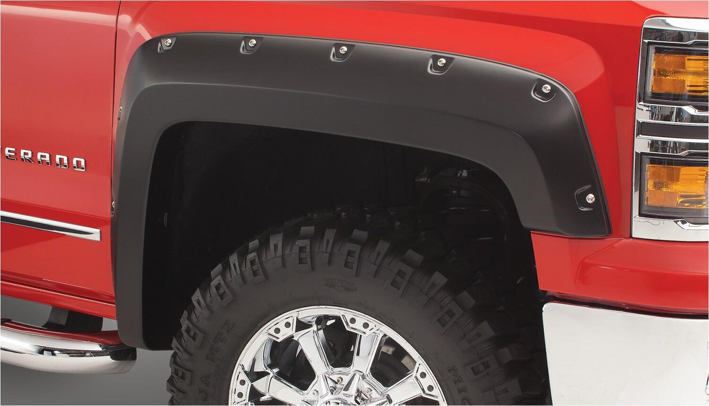 Black Pocket/Rivet Style Smooth Finish Rear Fender Flares For 2011-2022 Volkswagen Amarok (Excludes Diesel) Fits 61.2 Inch Bed Bushwacker