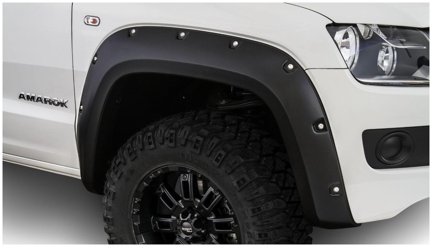 Black Pocket/Rivet Style Smooth Finish 4-Piece Fender Flare Set For 2017-2022 Volkswagen Amarok (Excludes Diesel) Fits 61.2 Inch Bed Bushwacker