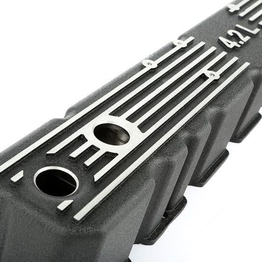 Valve Cover Aluminum Black w/Gasket Hardware 4.2L Logo 1981-1983 CJ5 1981-1986 CJ7 1981-1986 CJ8 Scrambler 1987 Wrangler YJ And OMIX-1