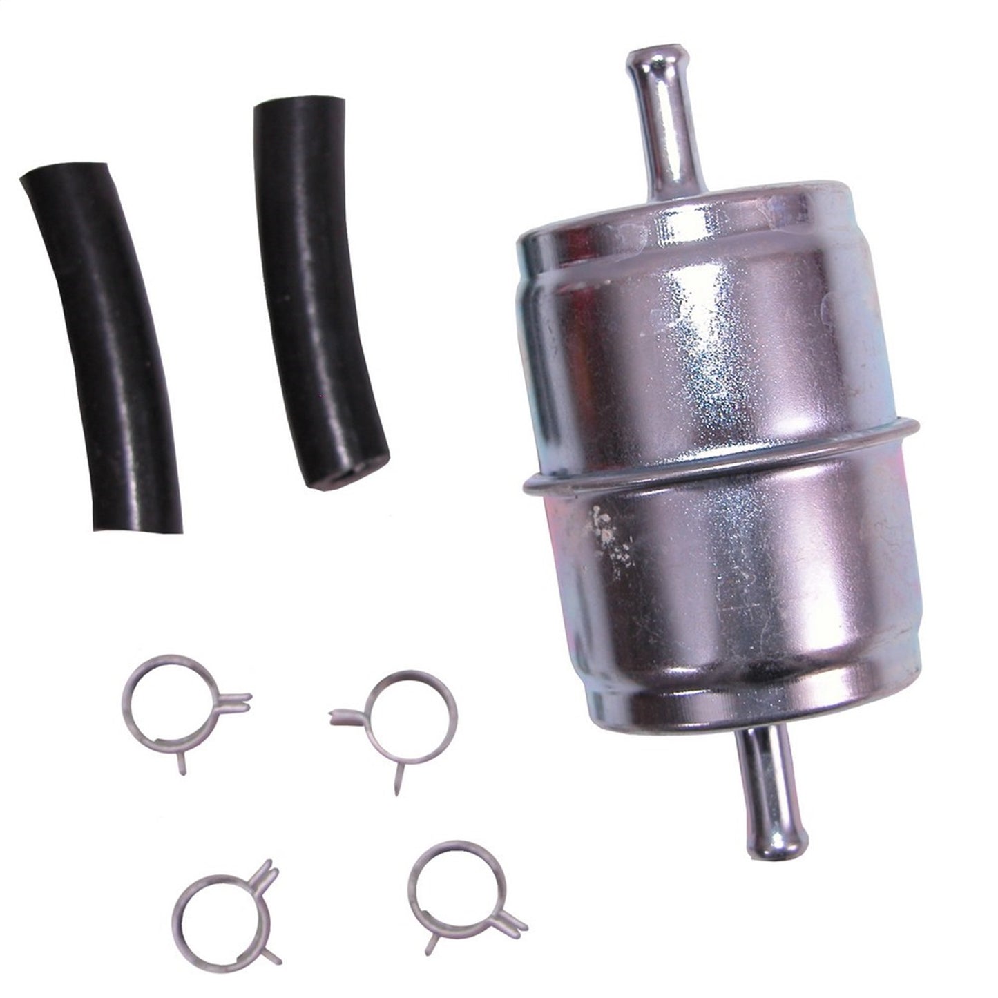 In-Line Fuel Filter Kit Includes Hoses/Clamps Single Outlet 1955-1983 CJ5 1955-1976 CJ6 1976-1986 CJ7 And 1981-1986 CJ8 Scrambler OMIX