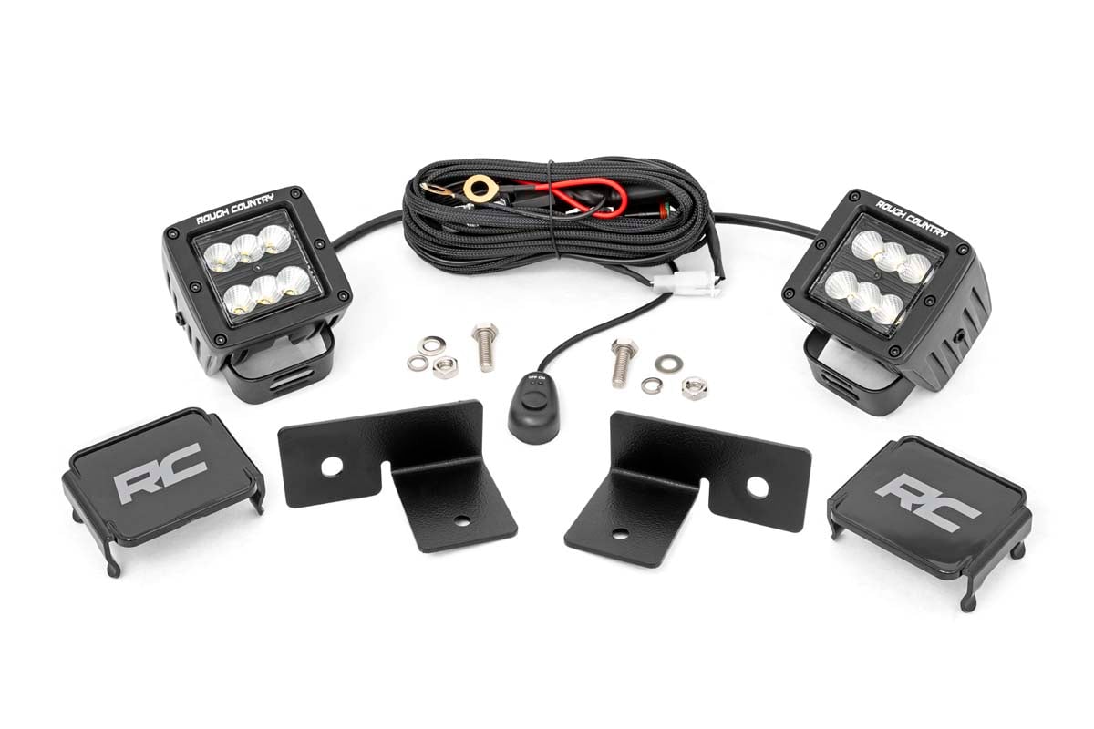 LED Light Kit | Under Bed Mount | 2" Black Pair | Spot | Polaris General XP 4 1000  Rough Country