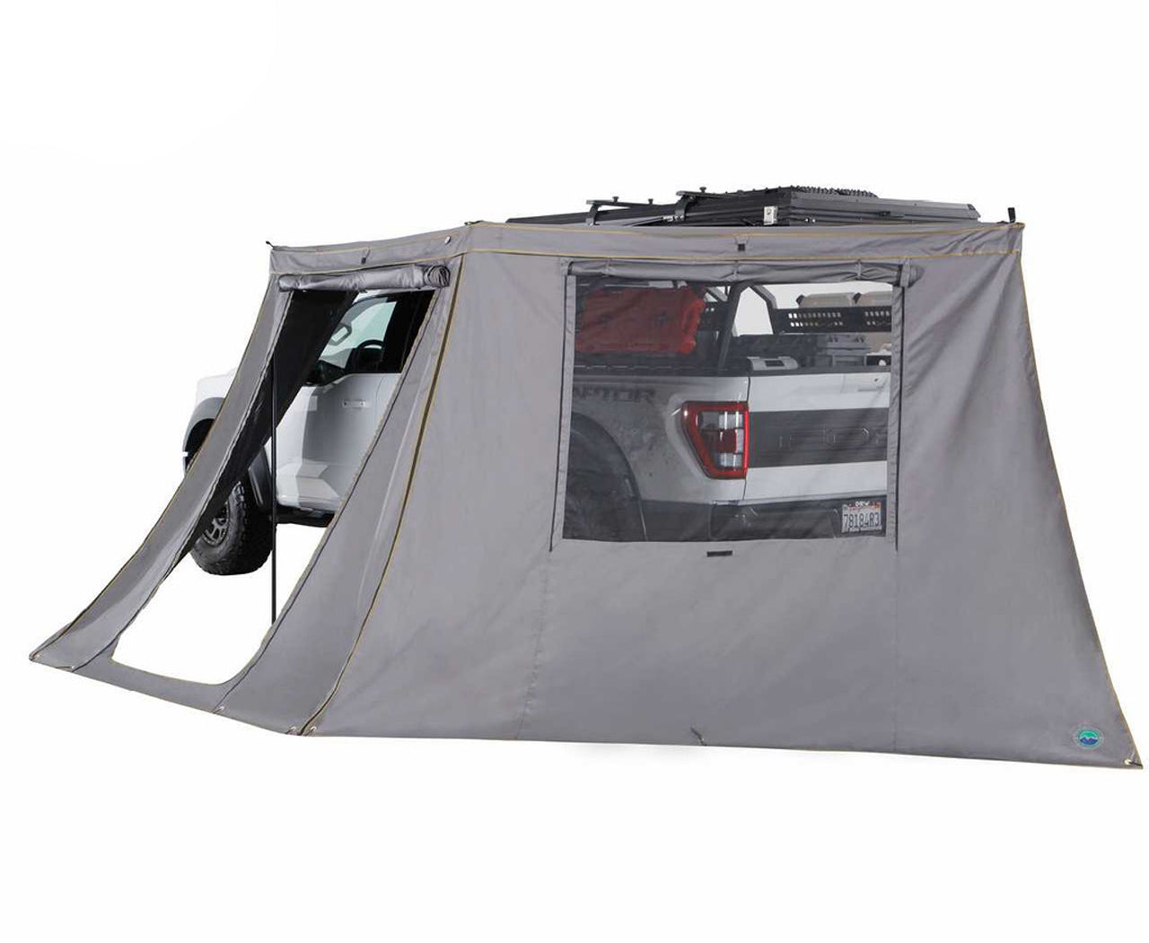 HD Nomadic 180 - LTE Awning Wall, Universal, Grey Body, Green Trim W/Storage Bag Overland Vehicle Systems-5