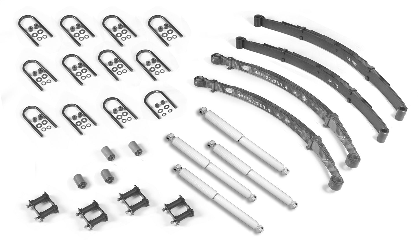 Suspension Master Rebuild Kit Includes Leaf Springs Shocks U-Bolts Bushings Spring Bolts Shackles If Necessary 1976-1983 CJ5 1976-1981 CJ7 And 1981 CJ8 Scrambler OMIX