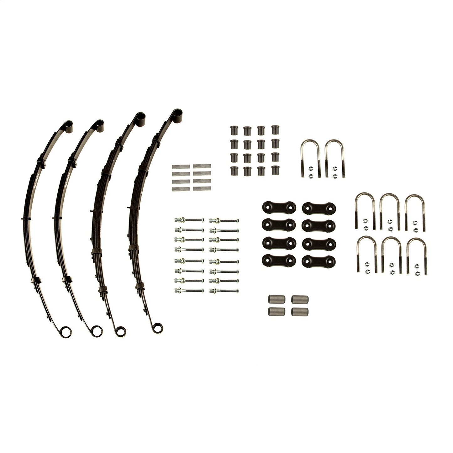 Leaf Spring Kit Includes Pair Of 4 Pair Of 6 4 Shackle Assemblies Mounting U-Bolts Bushings Hardware w/o Shocks 1987-1995 Jeep Wrangler YJ OMIX