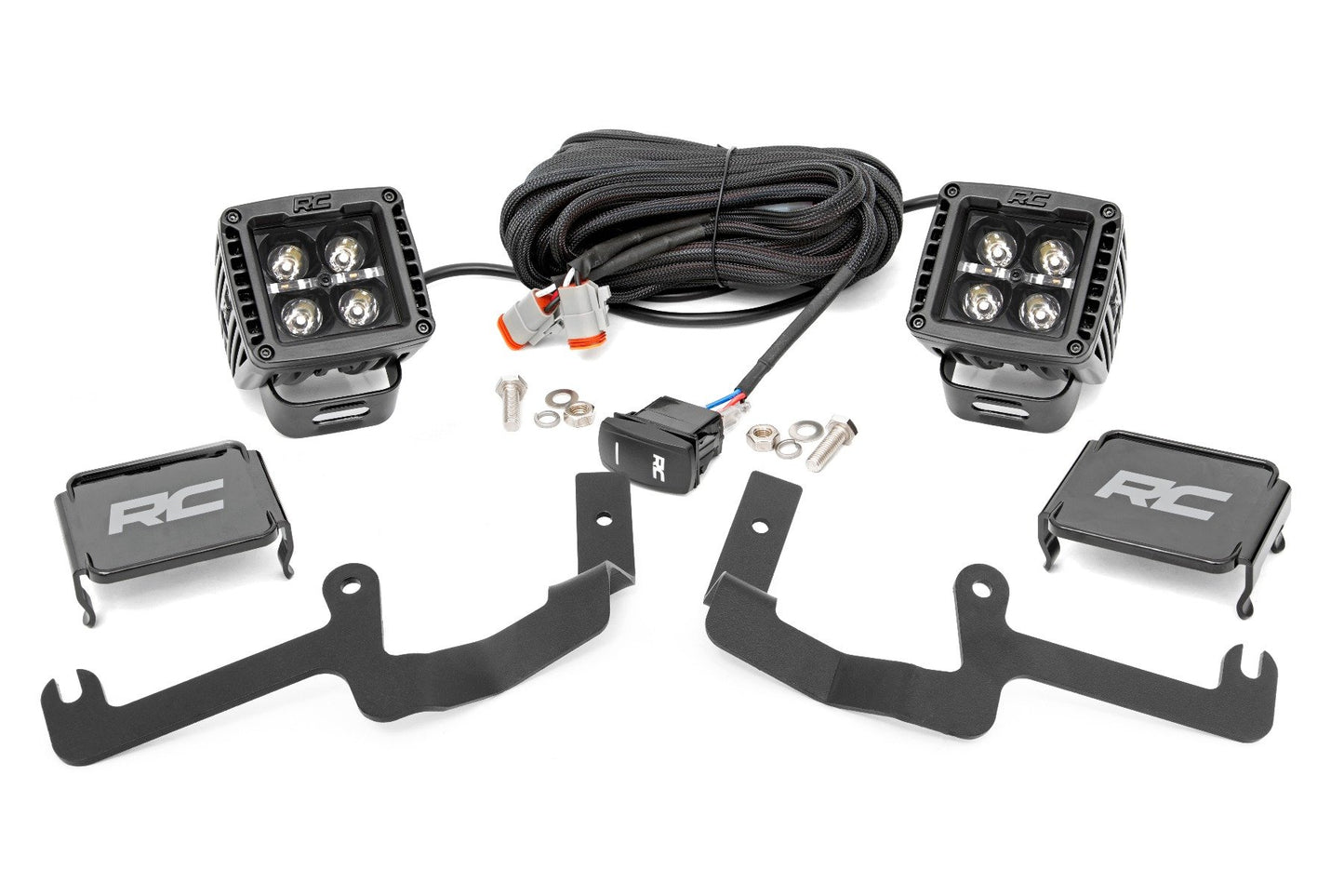 LED Light Kit | Ditch Mount | 2" Black Pair | White DRL | Chevy Silverado 1500 (19-24) Rough Country
