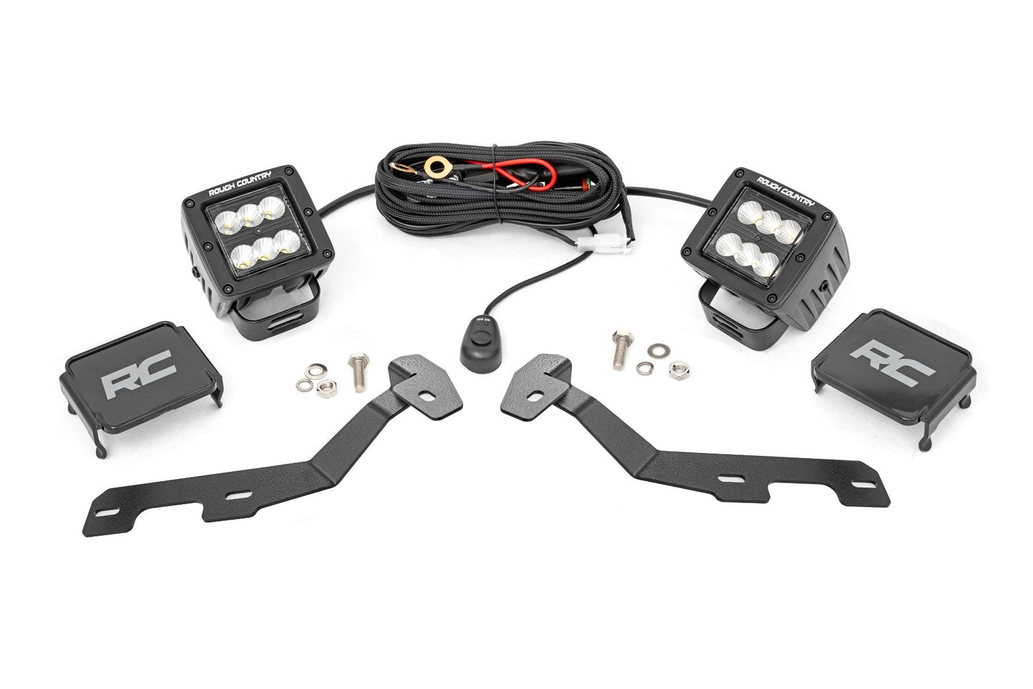 LED Light Kit | Ditch Mount | 2" Black Pair | Flood | Ram 1500 2WD/4WD (19-25) Rough Country